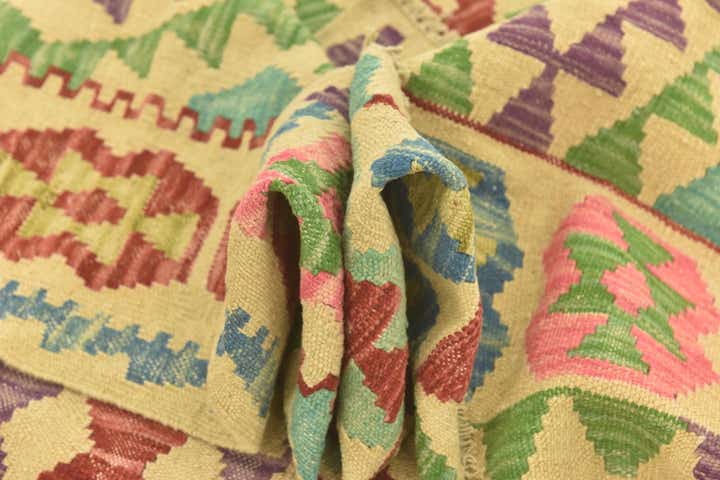 3' 7 x 5' 1 Hand Woven Kilim Maymana Wool Rug