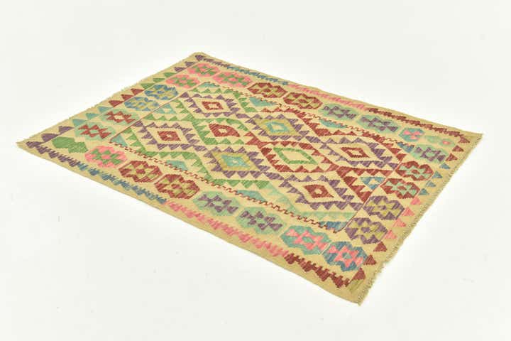 3' 7 x 5' 1 Hand Woven Kilim Maymana Wool Rug