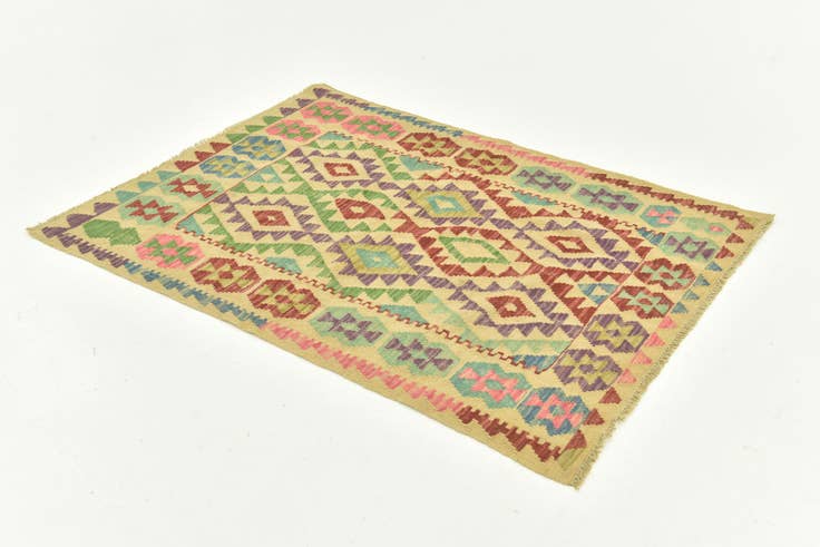 Detail image of 3' 7 x 5' 1 Hand Woven Kilim Maymana Wool Rug