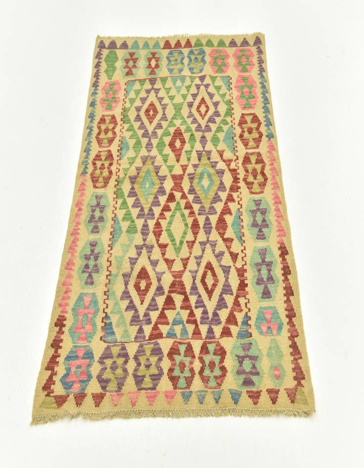 Detail image of 3' 7 x 5' 1  Hand Woven Kilim Maymana Wool Rug