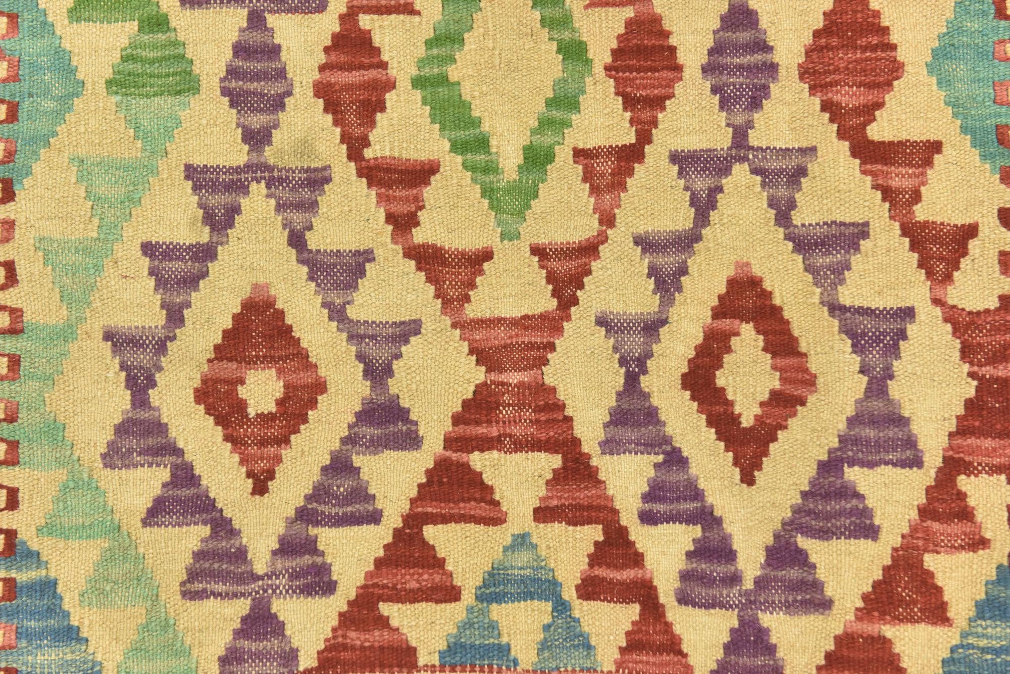3' 7 x 5' 1 Hand Woven Kilim Maymana Wool Rug
