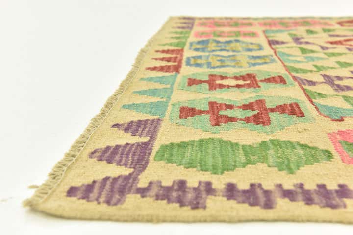 3' 7 x 5' 1 Hand Woven Kilim Maymana Wool Rug