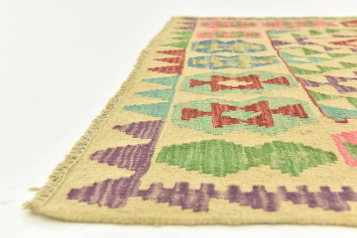Detail image of 3' 7 x 5' 1 Hand Woven Kilim Maymana Wool Rug
