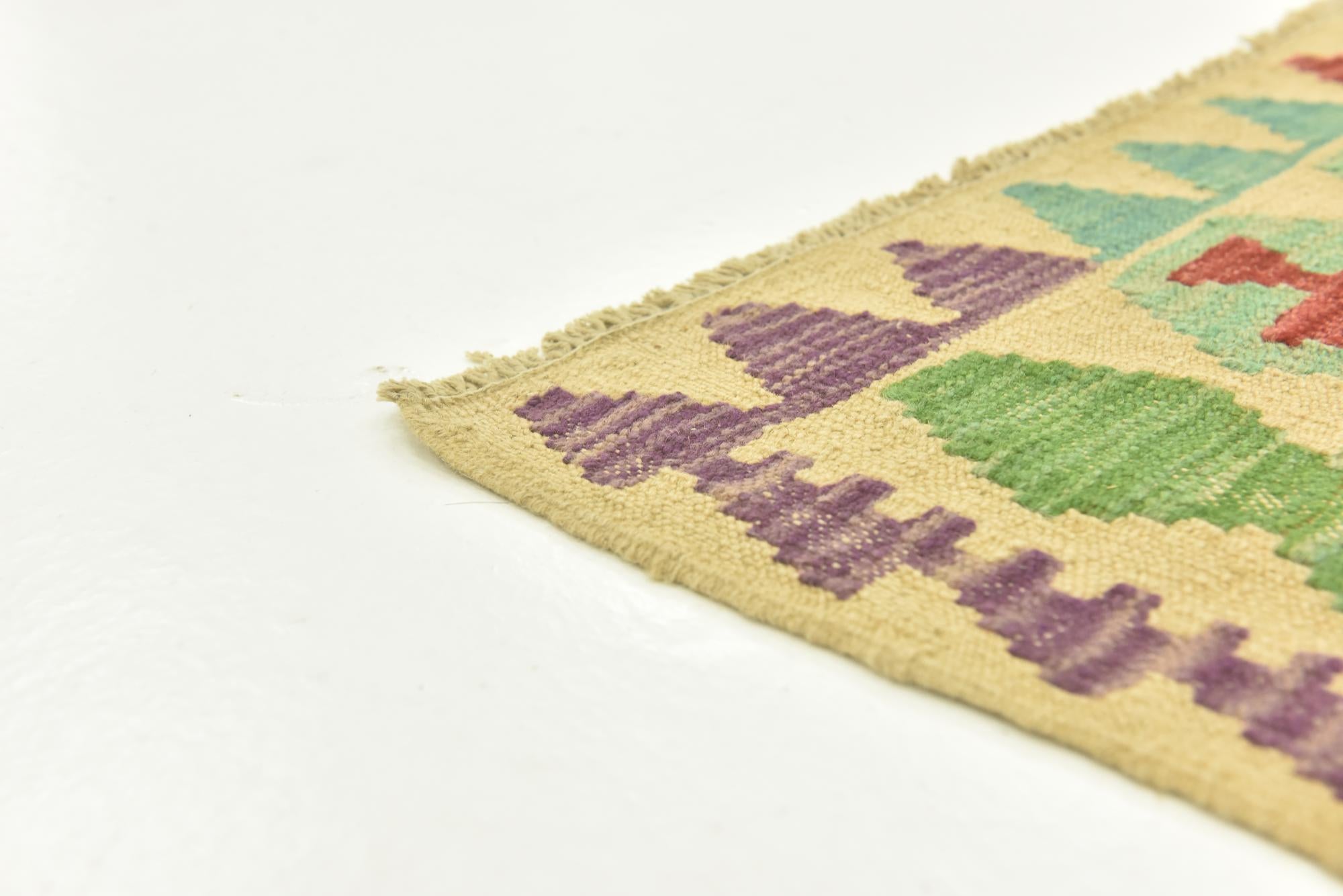 3' 7 x 5' 1 Hand Woven Kilim Maymana Wool Rug