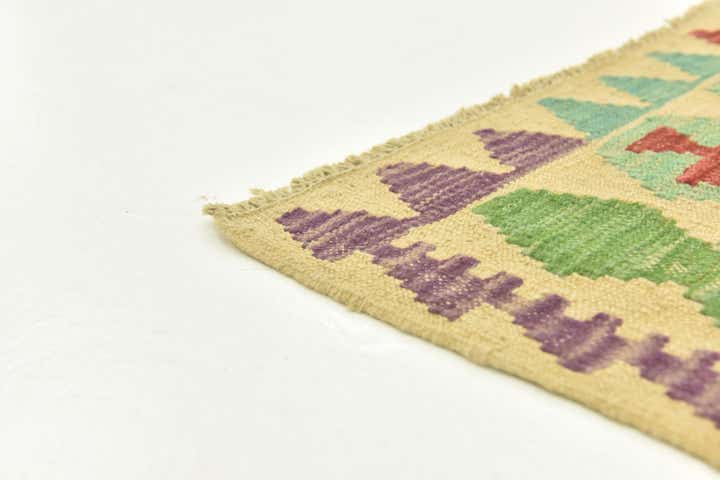 3' 7 x 5' 1 Hand Woven Kilim Maymana Wool Rug
