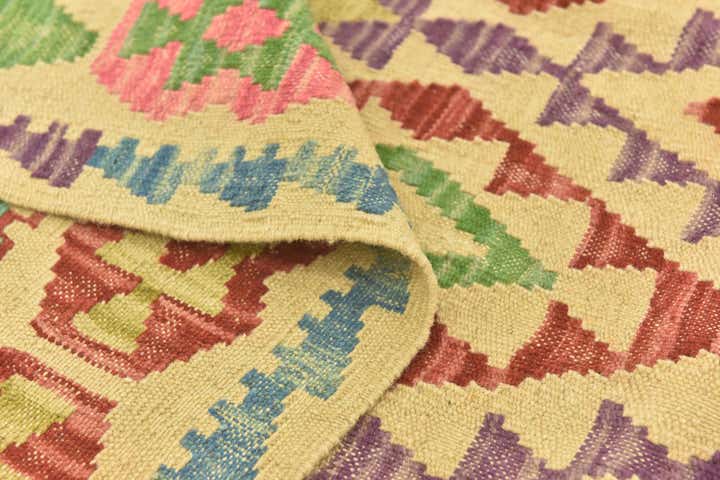 3' 7 x 5' 1 Hand Woven Kilim Maymana Wool Rug