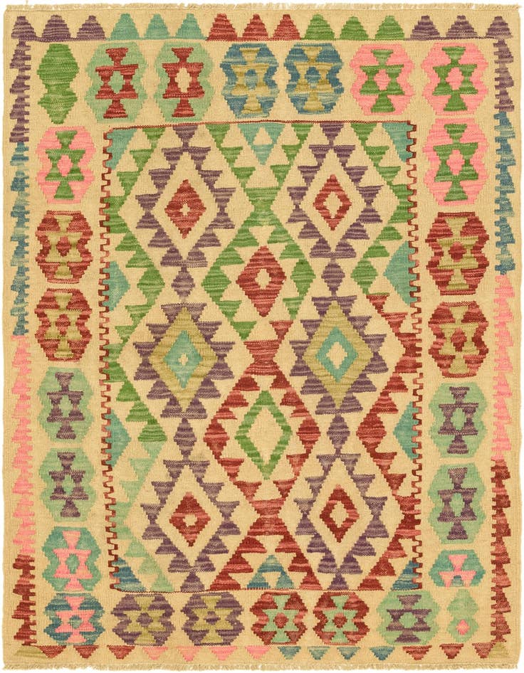 Detail image of 3' 7 x 5' 1 Hand Woven Kilim Maymana Wool Rug