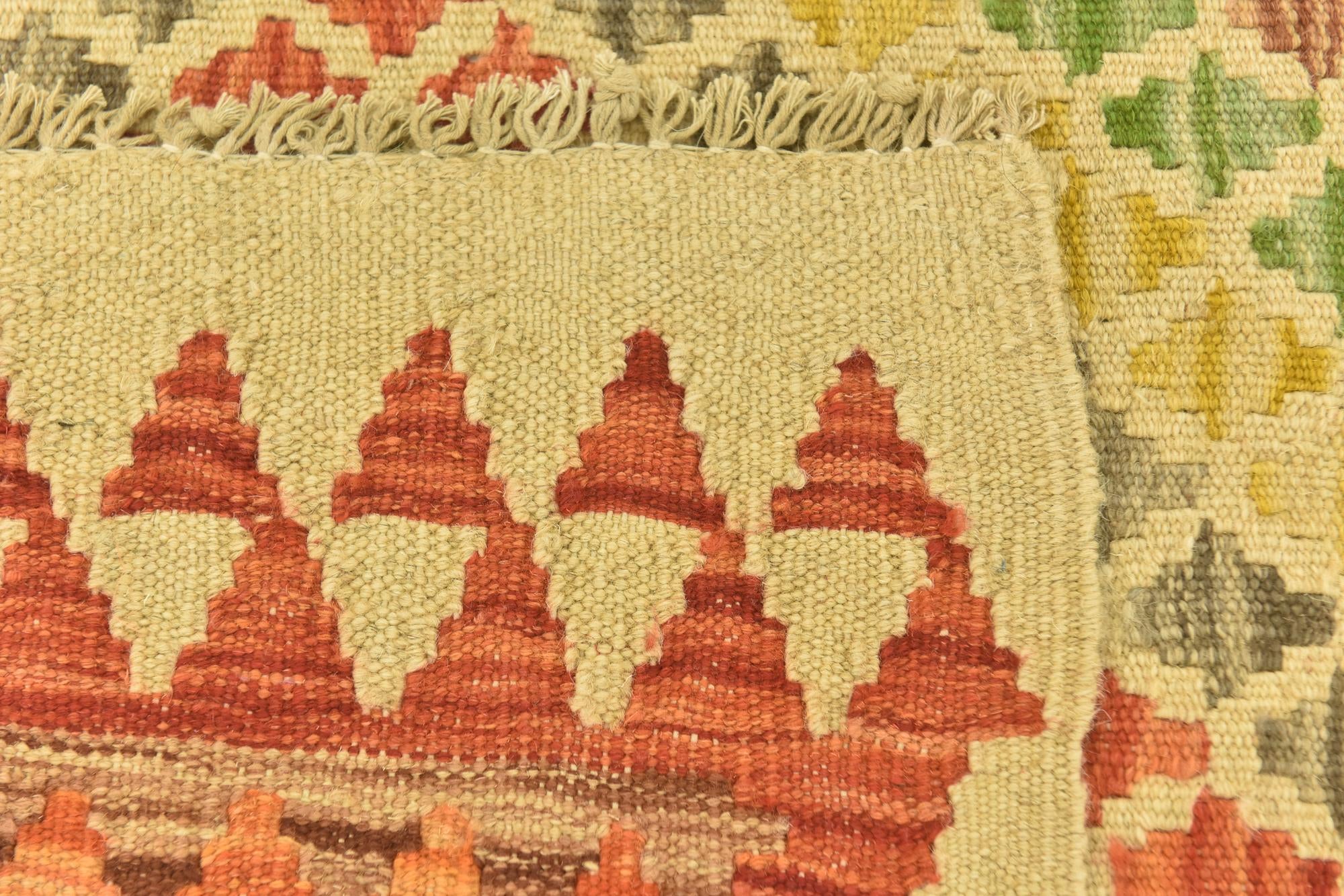 3' 4 x 4' 10 Hand Woven Kilim Maymana Wool Rug