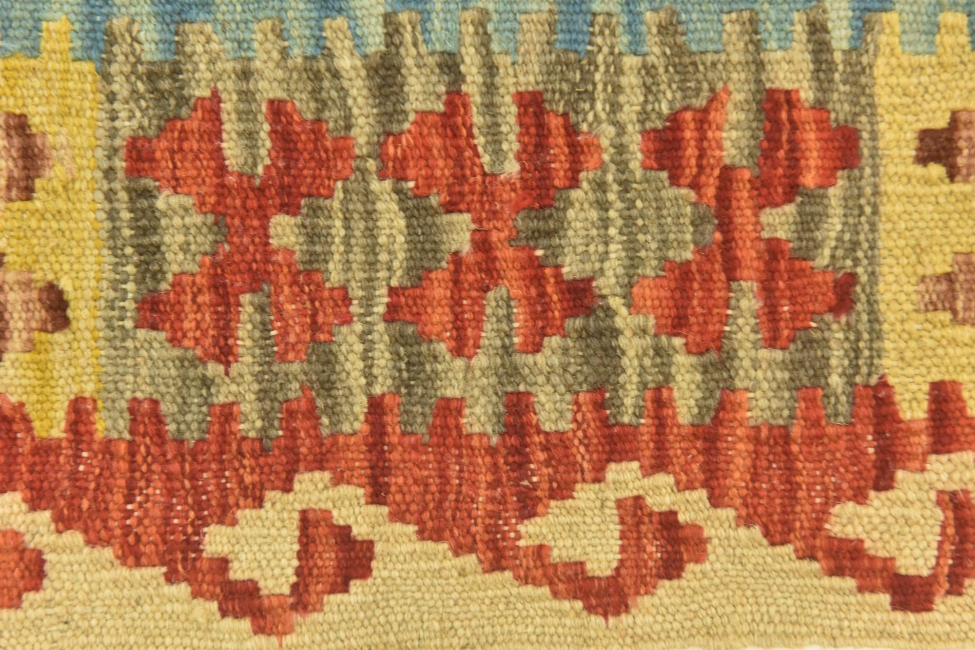 3' 4 x 4' 10 Hand Woven Kilim Maymana Wool Rug