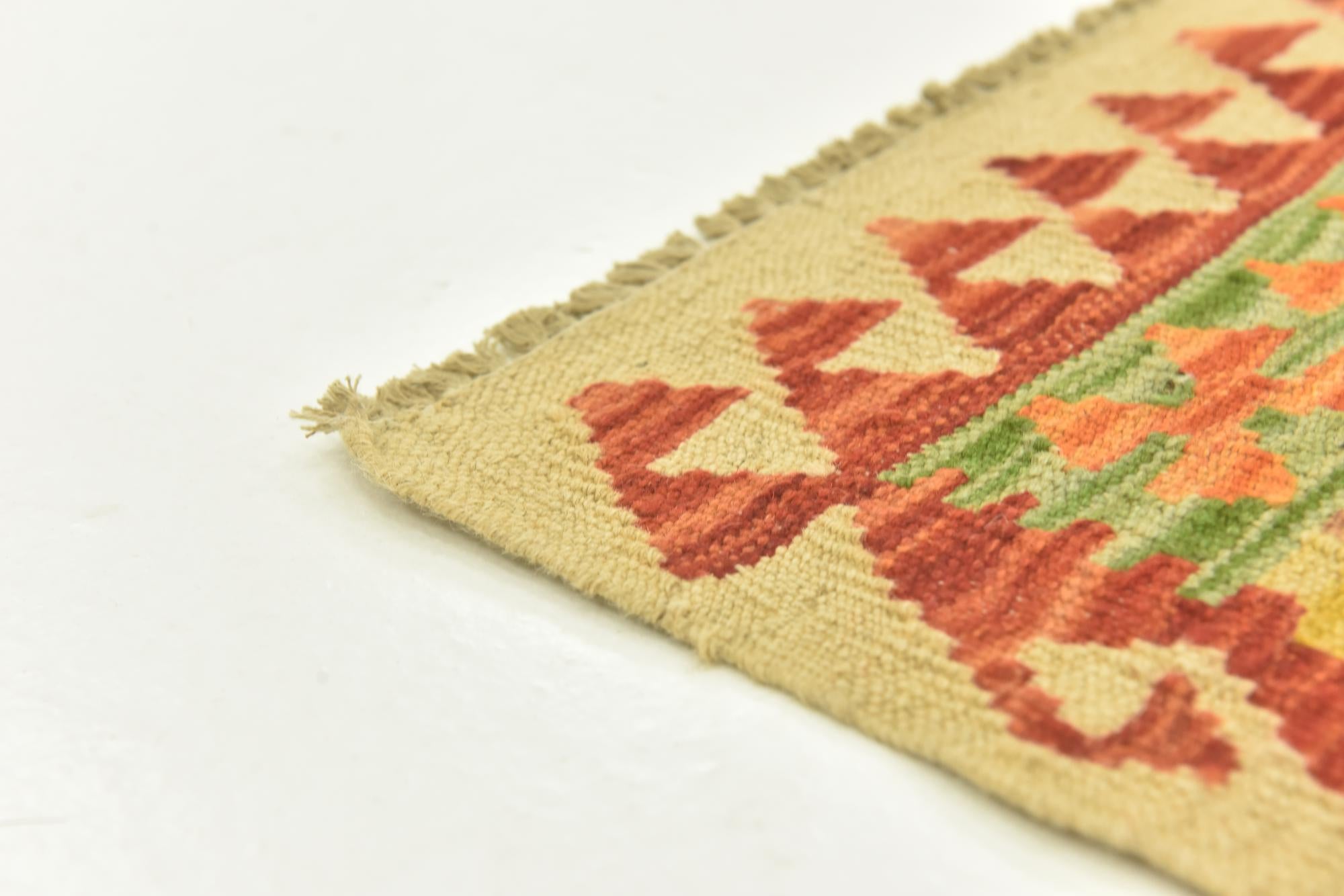 3' 4 x 4' 10 Hand Woven Kilim Maymana Wool Rug