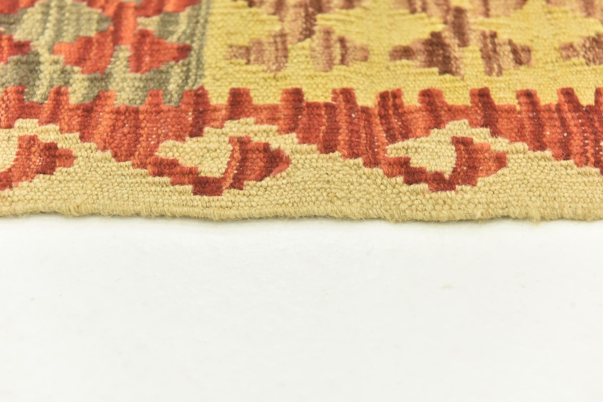 3' 4 x 4' 10 Hand Woven Kilim Maymana Wool Rug