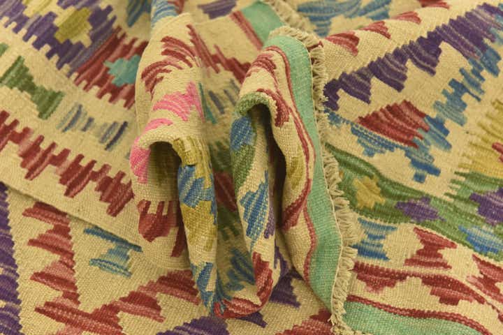 3' 4 x 5' 1 Hand Woven Kilim Maymana Wool Rug