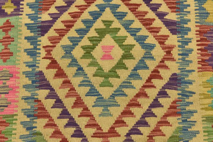 3' 4 x 5' 1 Hand Woven Kilim Maymana Wool Rug