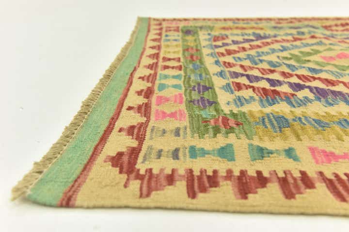 3' 4 x 5' 1 Hand Woven Kilim Maymana Wool Rug