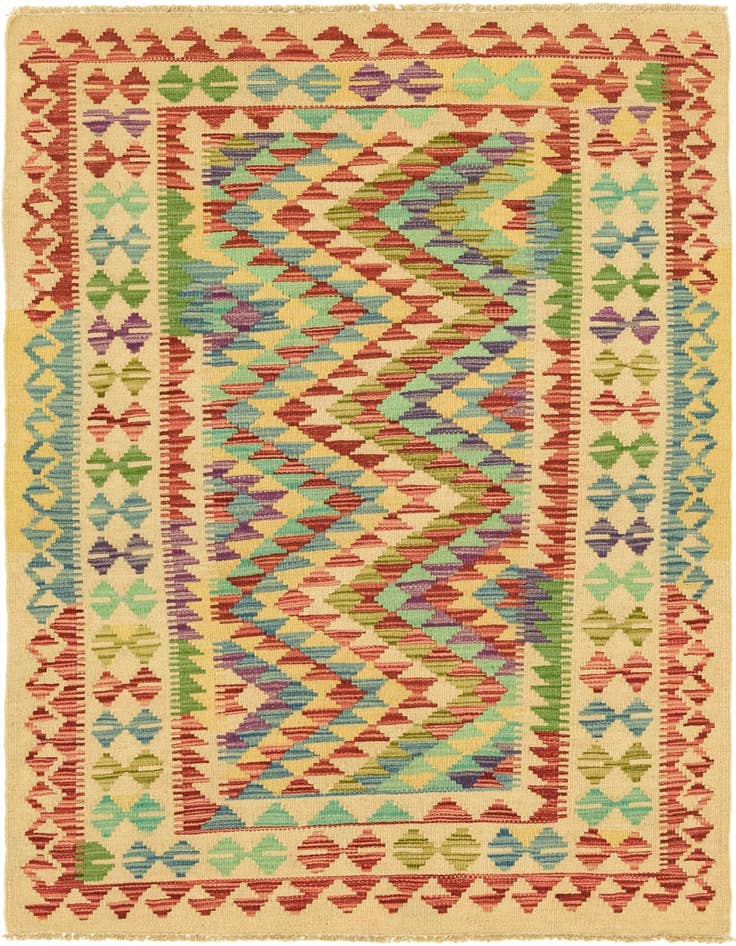 Detail image of 3' 2 x 5' 1 Hand Woven Kilim Maymana Wool Rug