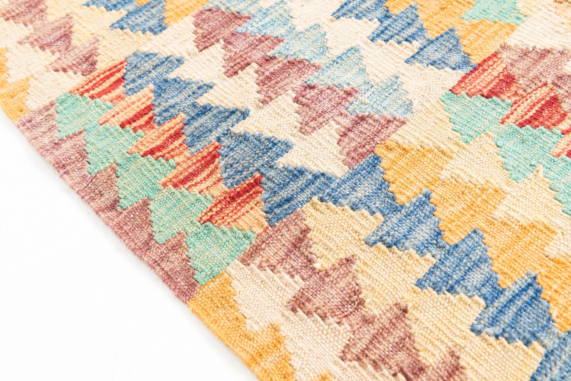 5' 2 x 6' 5 Hand Woven Kilim Maymana Wool Rug