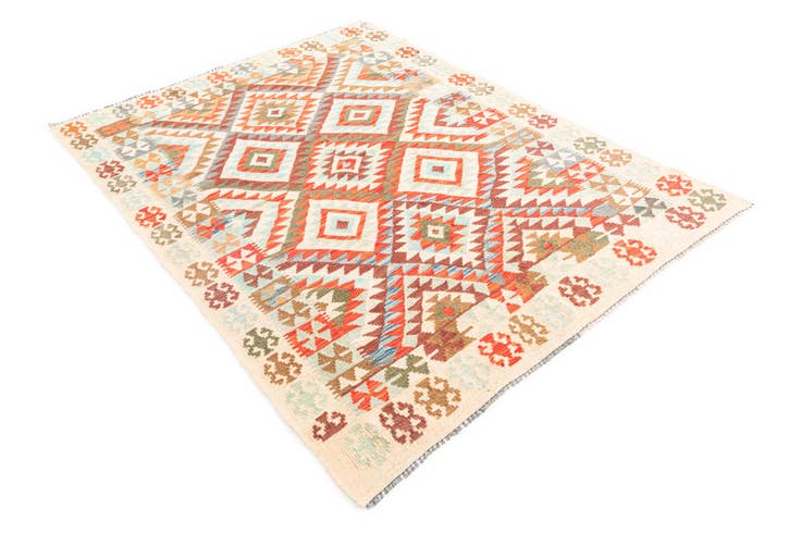 Detail image of 5' x 6' 9 Hand Woven Kilim Maymana Wool Rug