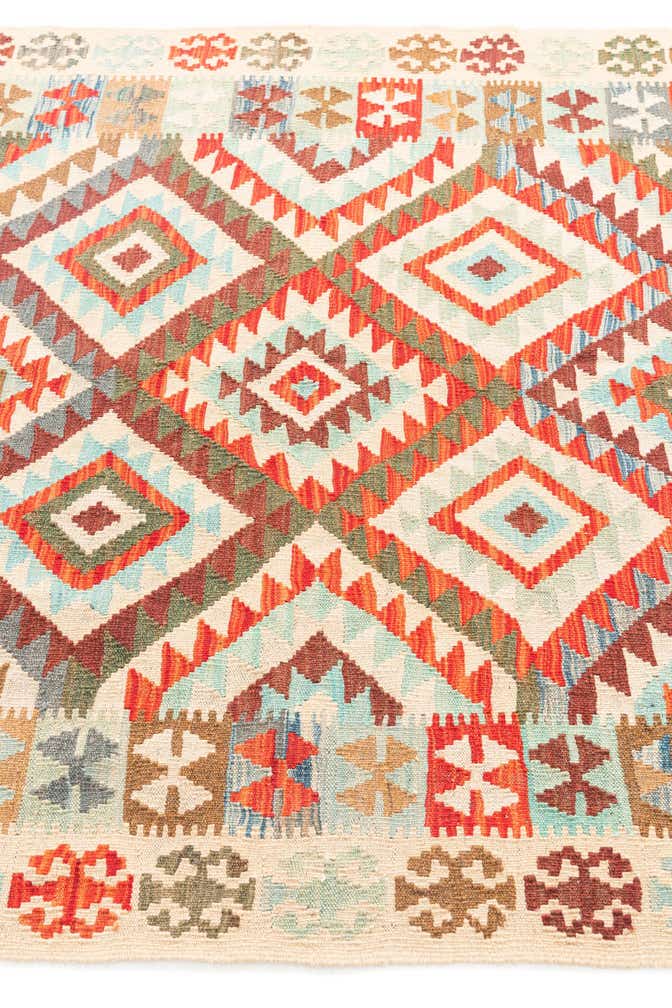5' x 6' 9 Hand Woven Kilim Maymana Wool Rug