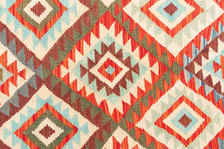 5' x 6' 9 Hand Woven Kilim Maymana Wool Rug
