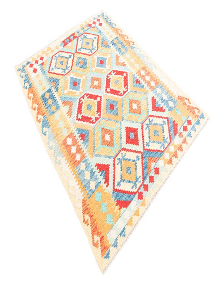 Detail image of 4' 4 x 5' 8 Hand Woven Kilim Maymana Wool Rug