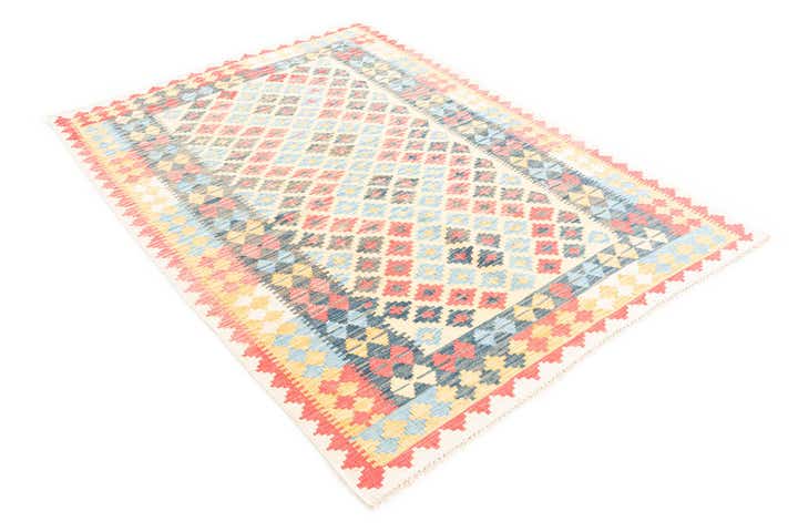 4' 2 x 5' 9 Hand Woven Kilim Maymana Wool Rug