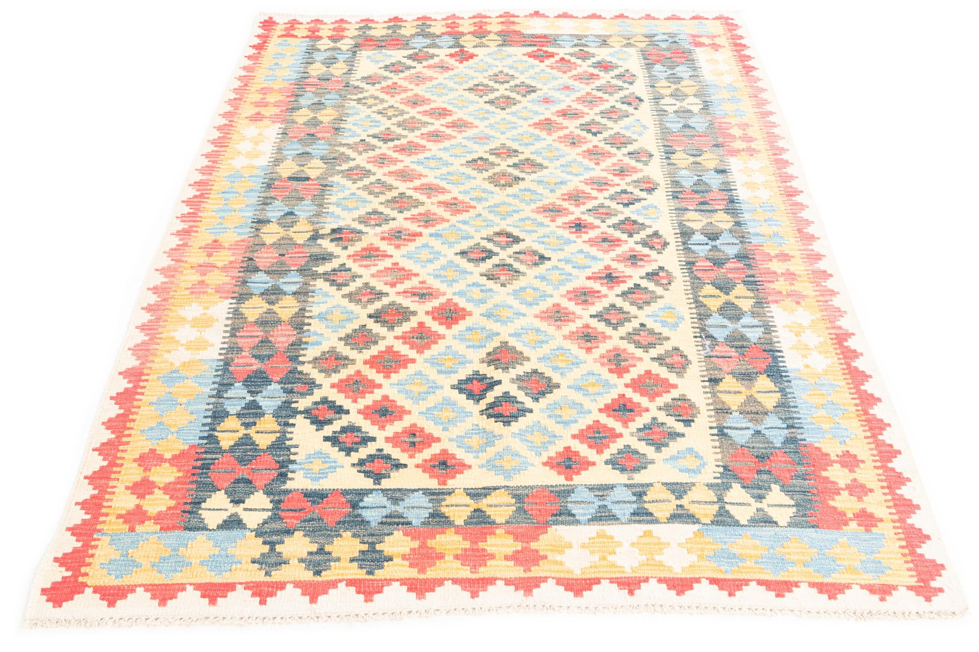125cm x 175cm Tejido a mano Kilim Maymana Alfombra Lana