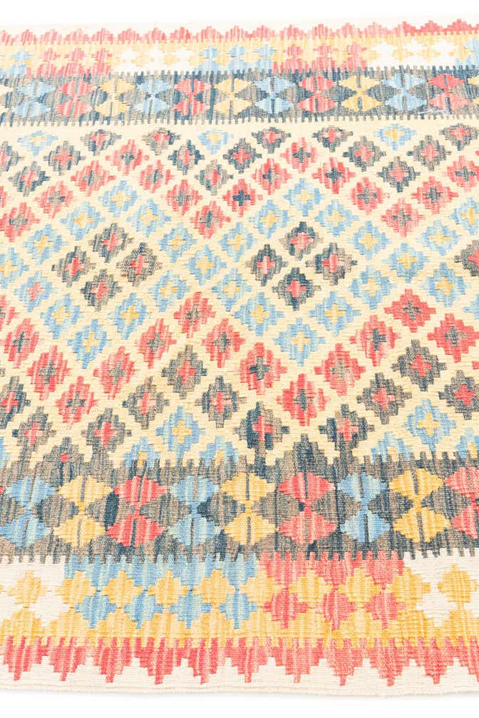 4' 2 x 5' 9 Hand Woven Kilim Maymana Wool Rug