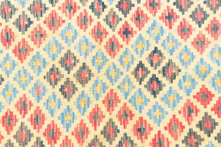 4' 2 x 5' 9 Hand Woven Kilim Maymana Wool Rug