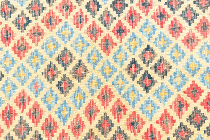 Detail image of 4' 2 x 5' 9 Hand Woven Kilim Maymana Wool Rug