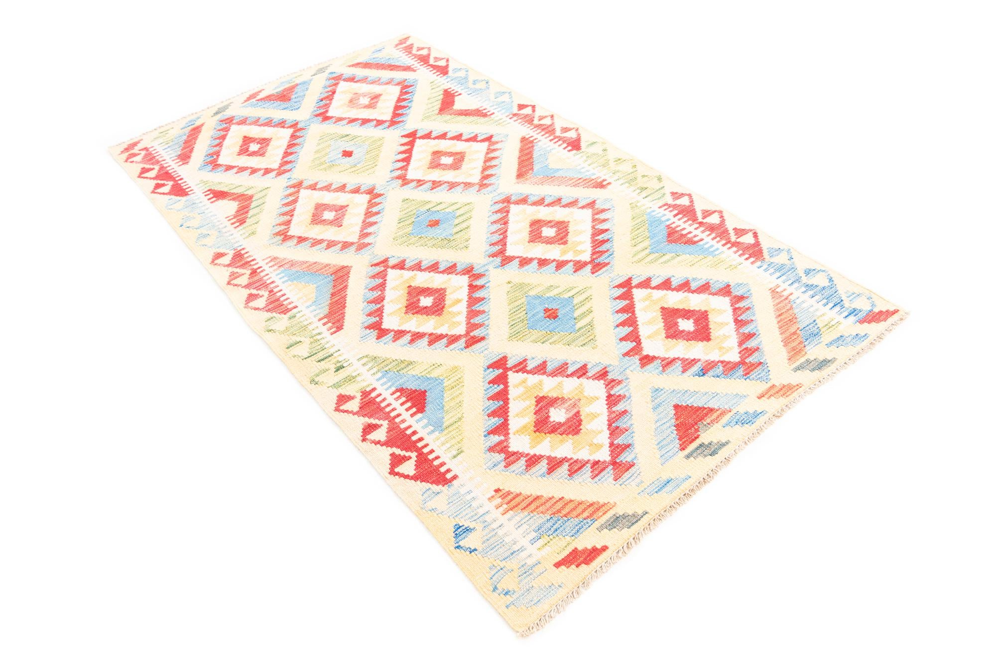 3' 6 x 6' 3 Hand Woven Kilim Maymana Wool Rug