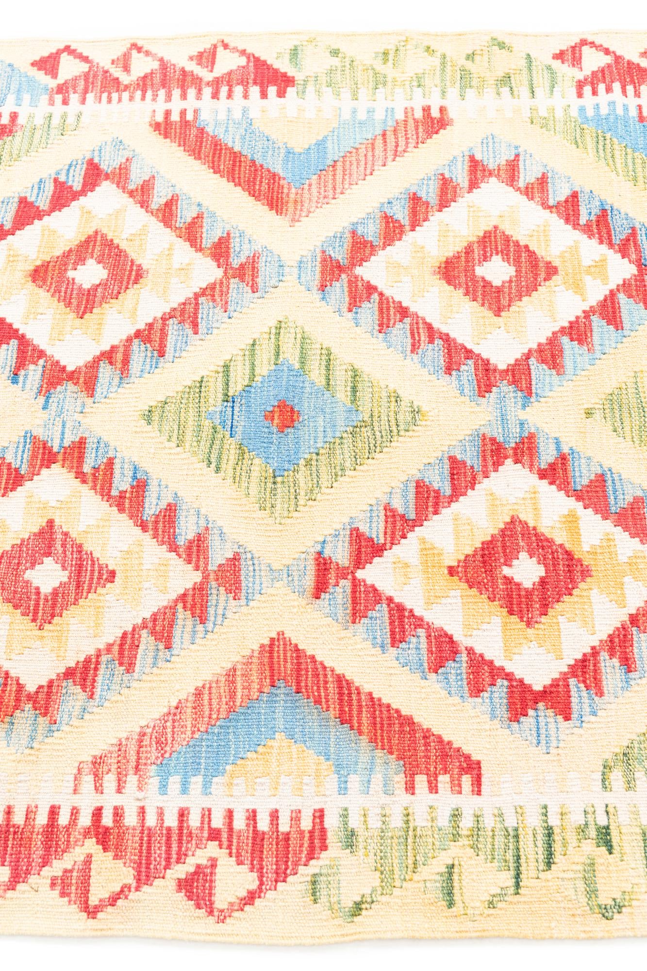 3' 6 x 6' 3 Hand Woven Kilim Maymana Wool Rug