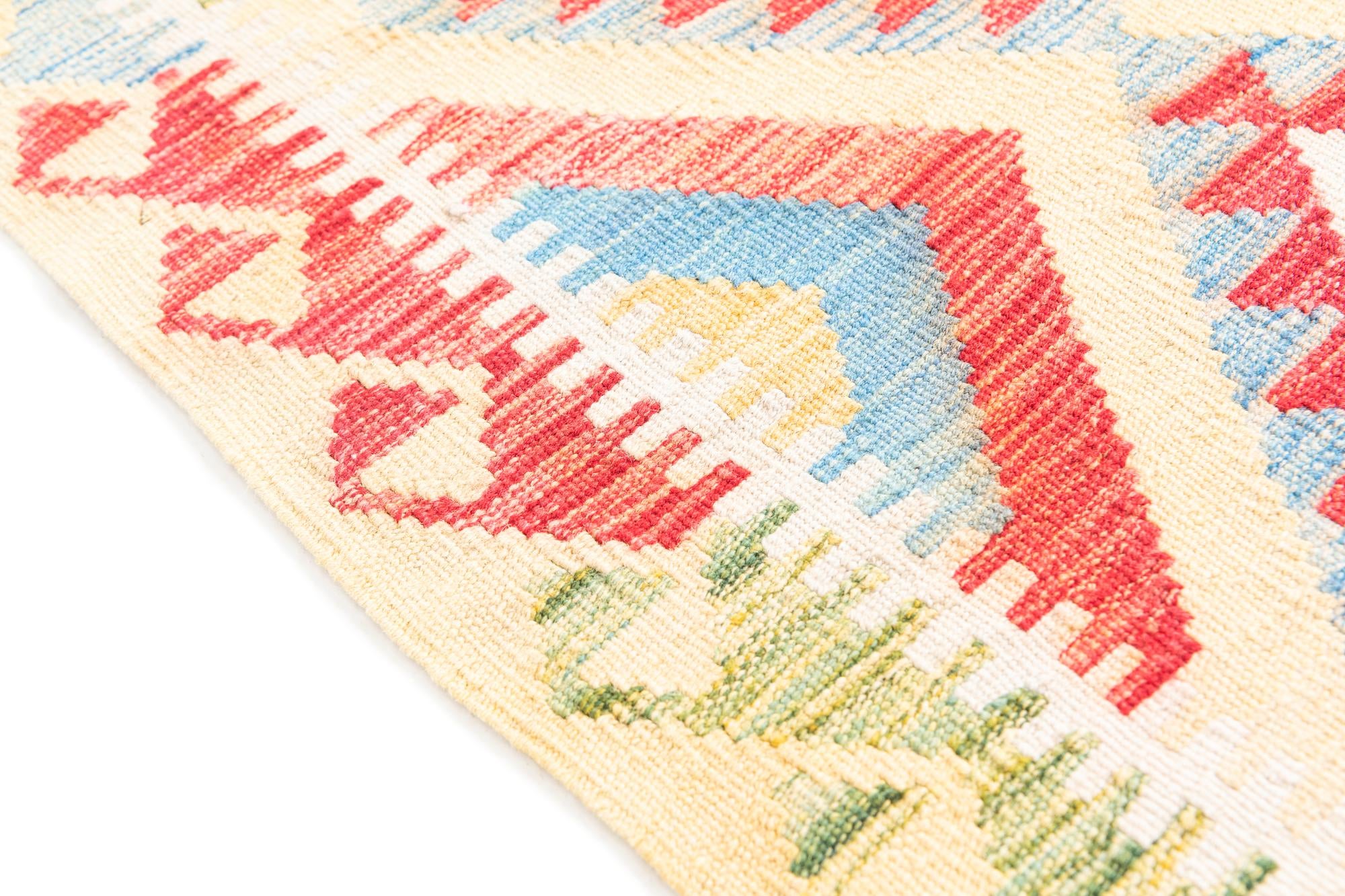 3' 6 x 6' 3 Hand Woven Kilim Maymana Wool Rug