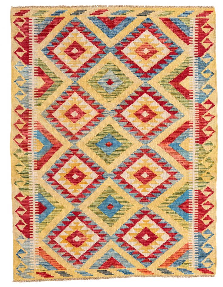 Detail image of 3' 6 x 6' 3 Hand Woven Kilim Maymana Wool Rug