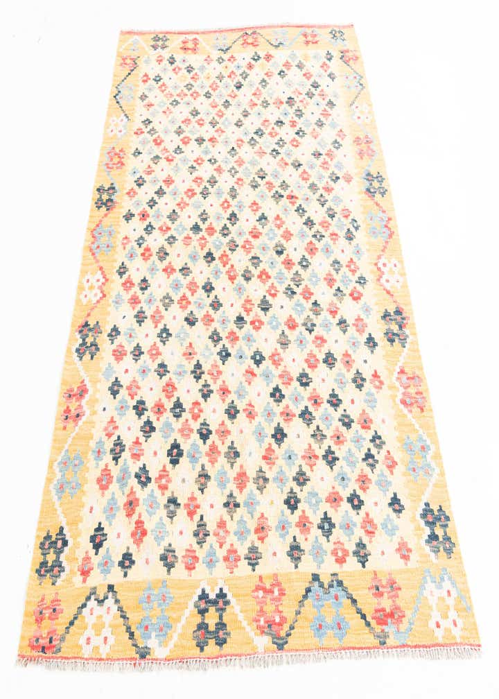 4' 3 x 5' 10 Hand Woven Kilim Maymana Wool Rug