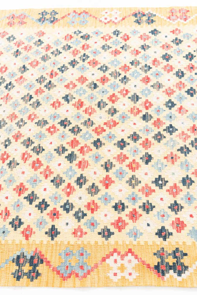 4' 3 x 5' 10 Hand Woven Kilim Maymana Wool Rug
