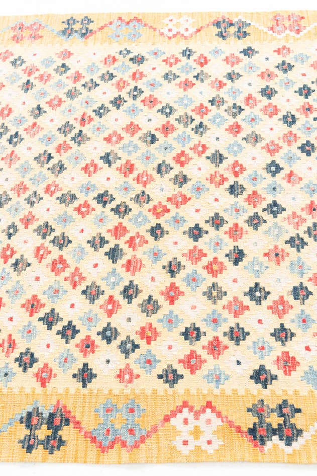 Detail image of 4' 3 x 5' 10 Hand Woven Kilim Maymana Wool Rug