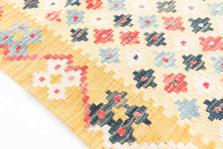 4' 3 x 5' 10 Hand Woven Kilim Maymana Wool Rug