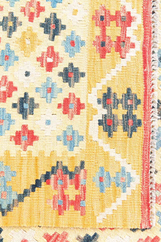 4' 3 x 5' 10 Hand Woven Kilim Maymana Wool Rug