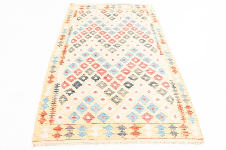 Detail image of 3' 7 x 6' 6 Hand Woven Kilim Maymana Wool Rug