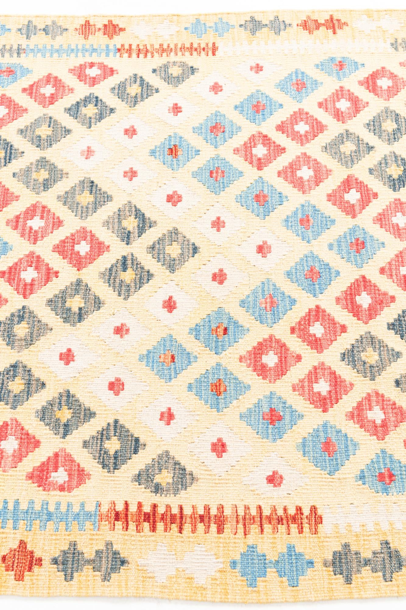 3' 7 x 6' 6 Hand Woven Kilim Maymana Wool Rug