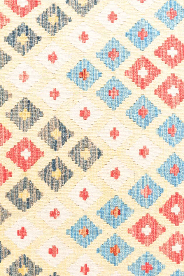 Detail image of 3' 7 x 6' 6 Hand Woven Kilim Maymana Wool Rug