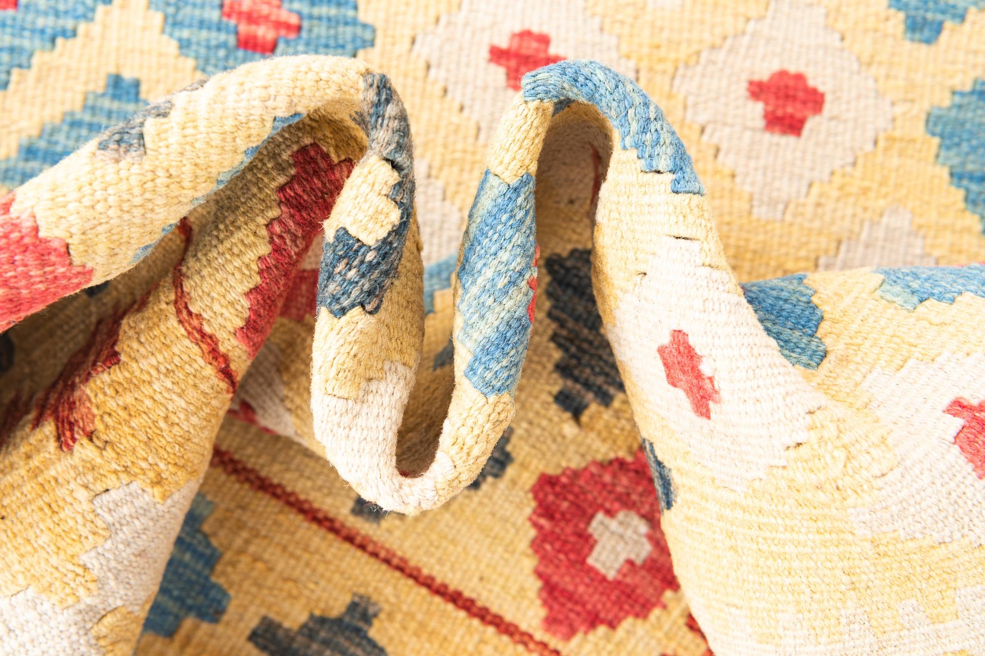 3' 7 x 6' 6 Hand Woven Kilim Maymana Wool Rug