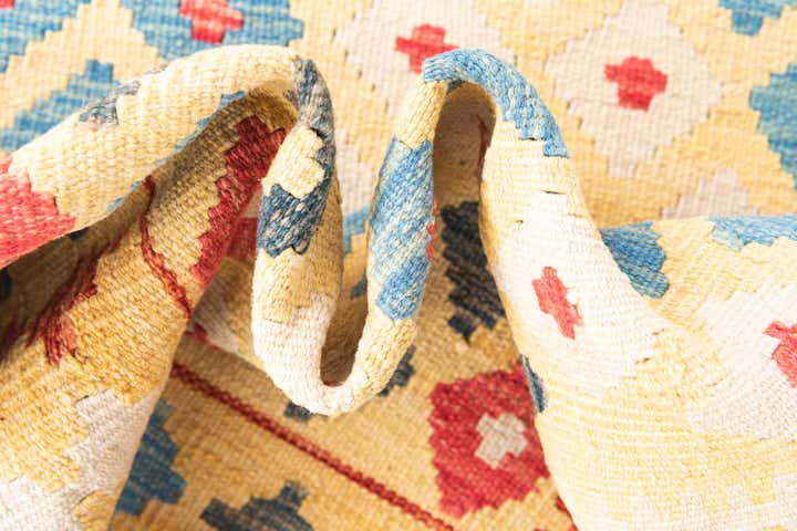 3' 7 x 6' 6 Hand Woven Kilim Maymana Wool Rug