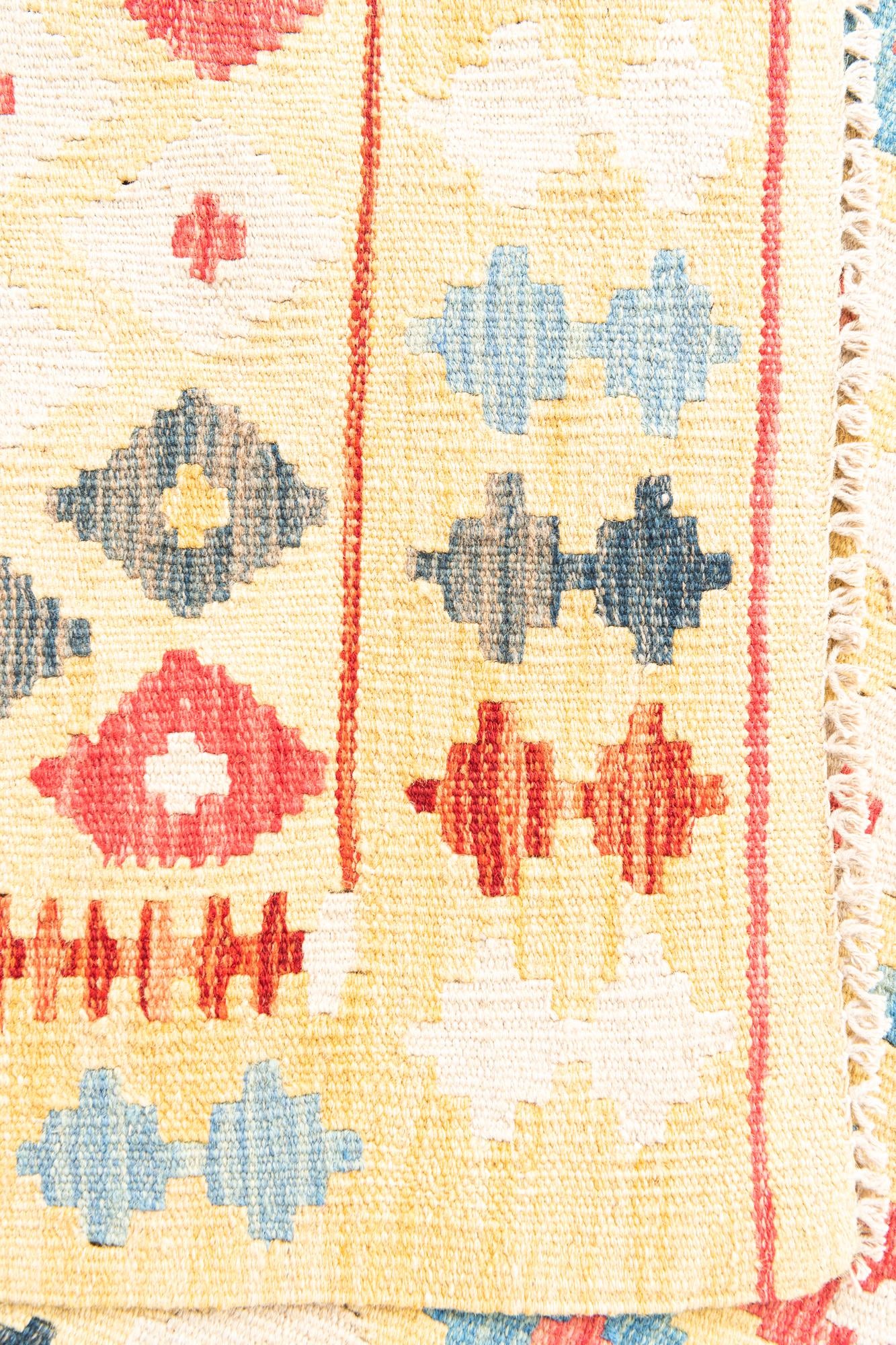 3' 7 x 6' 6 Hand Woven Kilim Maymana Wool Rug