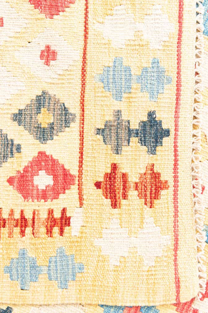 3' 7 x 6' 6 Hand Woven Kilim Maymana Wool Rug