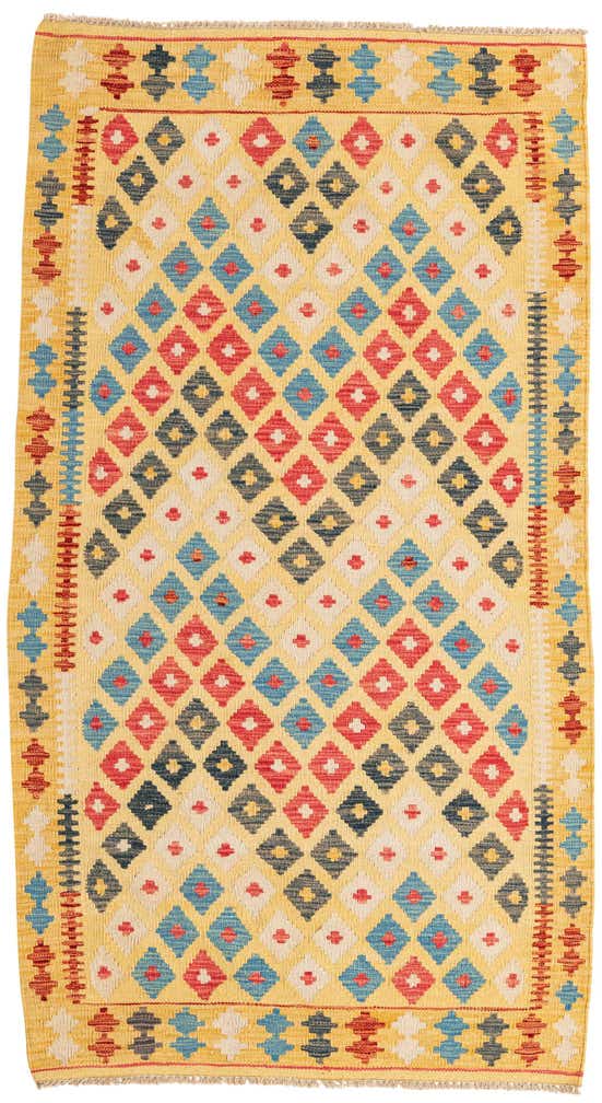 3' 7 x 6' 6 Hand Woven Kilim Maymana Wool Rug