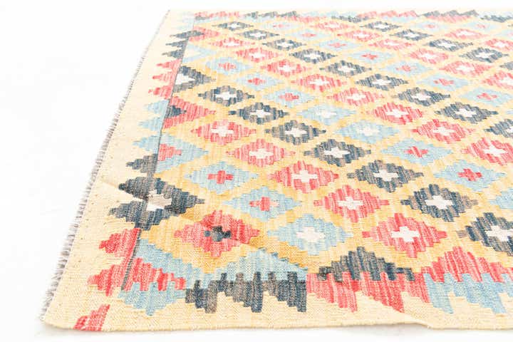 4' 2 x 6' Hand Woven Kilim Maymana Wool Rug