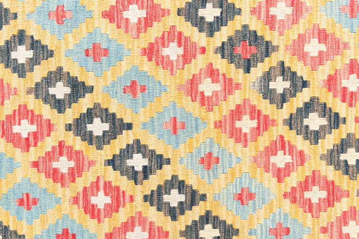Detail image of 4' 2 x 6' Hand Woven Kilim Maymana Wool Rug