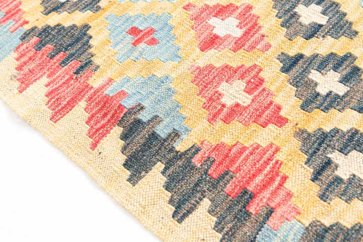 4' 2 x 6' Hand Woven Kilim Maymana Wool Rug