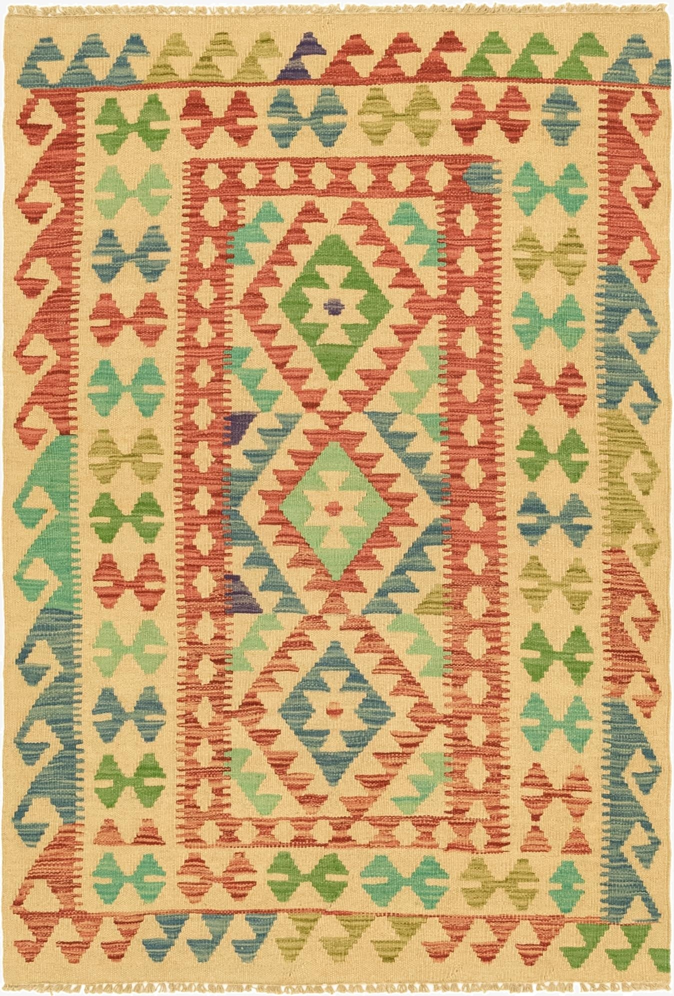 3' 4 x 5'  Hand Woven Kilim Maymana Wool Rug